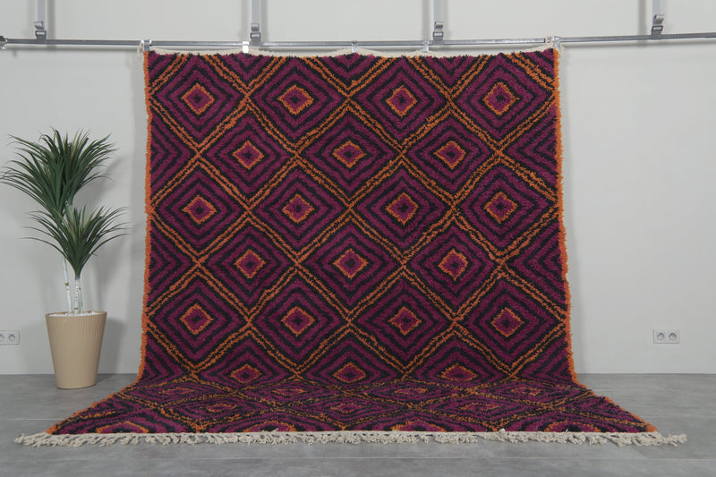 Geometric Moroccan rug - Purple, black & orange - 8.3 FT X 10 FT