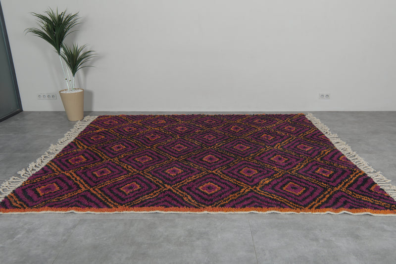 Geometric Moroccan rug - Purple, black & orange - 8.3 FT X 10 FT