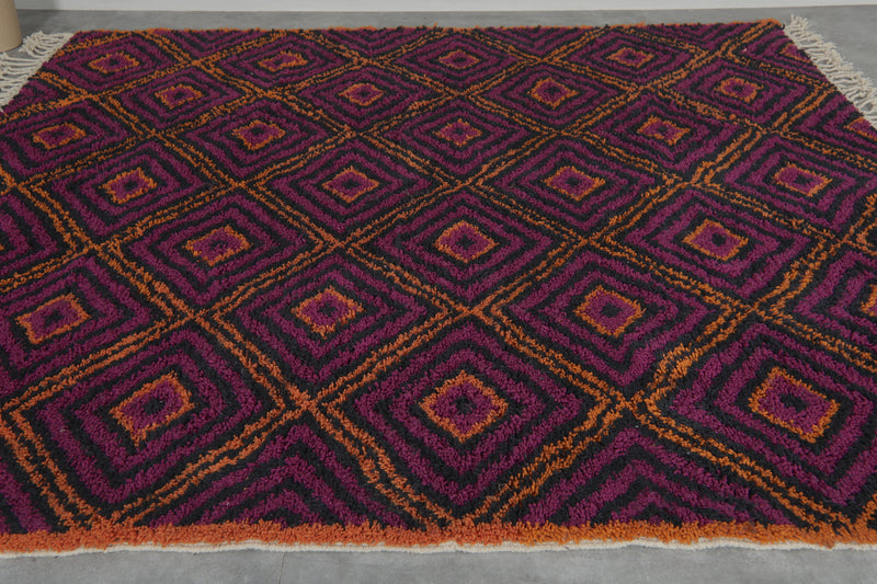Geometric Moroccan rug - Purple, black & orange - 8.3 FT X 10 FT