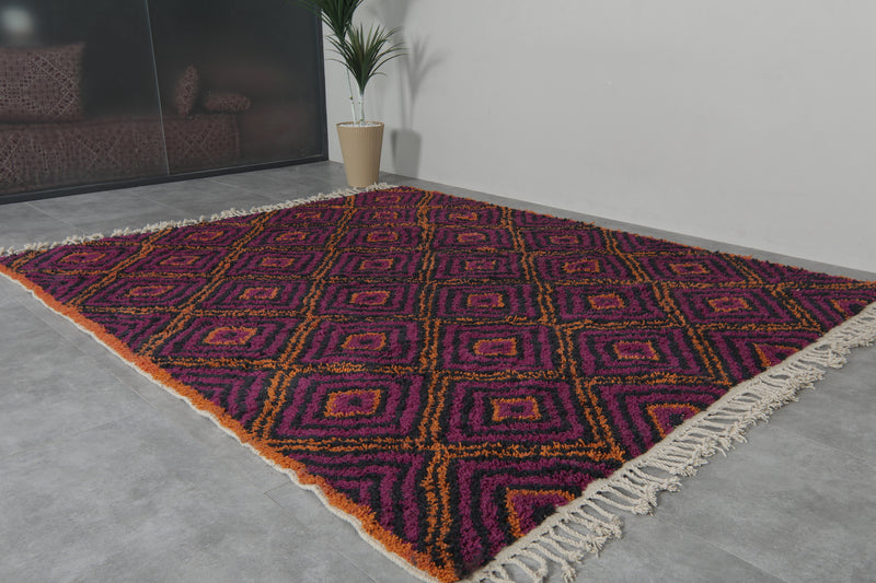 Geometric Moroccan rug - Purple, black & orange - 8.3 FT X 10 FT