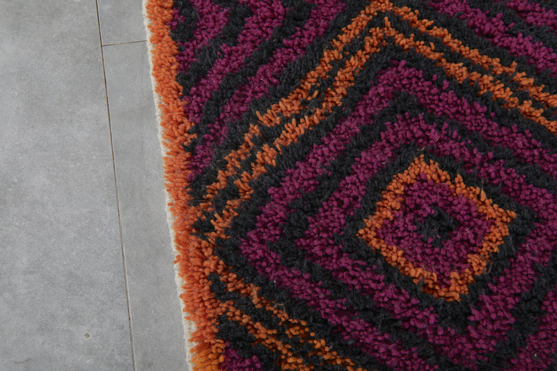 Geometric Moroccan rug - Purple, black & orange - 8.3 FT X 10 FT