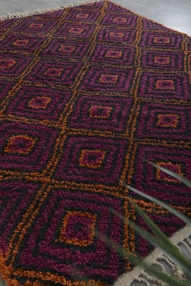Geometric Moroccan rug - Purple, black & orange - 8.3 FT X 10 FT