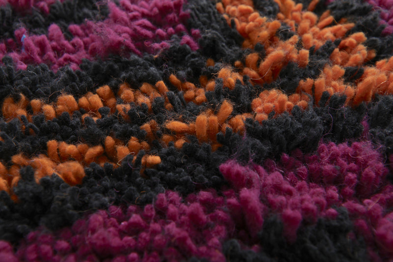 Geometric Moroccan rug - Purple, black & orange - 8.3 FT X 10 FT