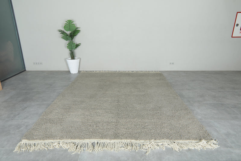 Minimalist gray beni ourain rug - Handwoven Moroccan wool area rug - 8 ft x 10.3 ft