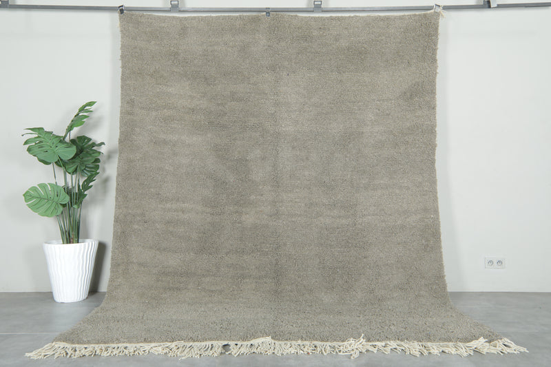 Minimalist gray beni ourain rug - Handwoven Moroccan wool area rug - 8 ft x 10.3 ft