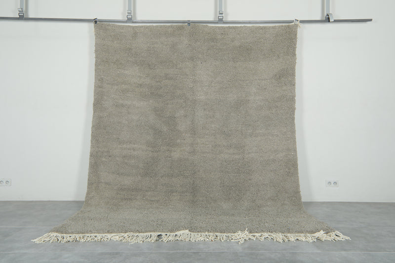 Minimalist gray beni ourain rug - Handwoven Moroccan wool area rug - 8 ft x 10.3 ft