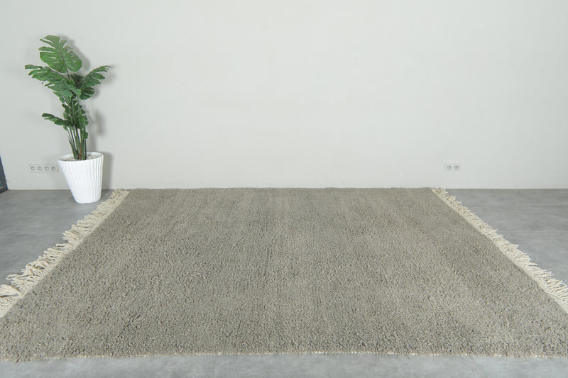 Minimalist gray beni ourain rug - Handwoven Moroccan wool area rug - 8 ft x 10.3 ft