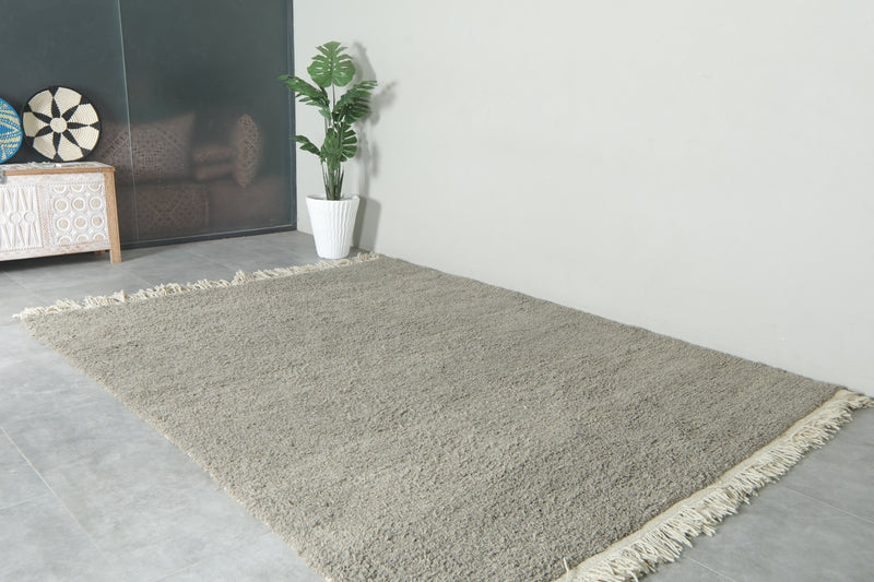Minimalist gray beni ourain rug - Handwoven Moroccan wool area rug - 8 ft x 10.3 ft