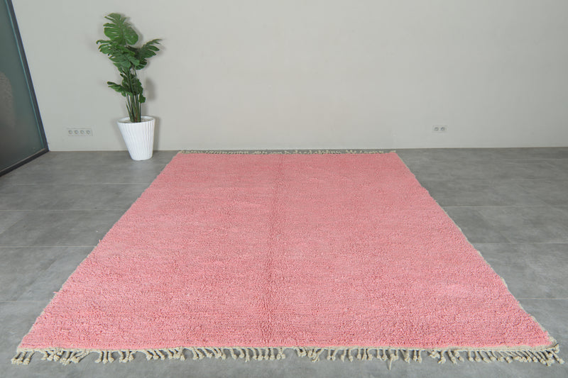 Minimalist pink beni ourain rug - Handwoven Moroccan wool rug - 8.3 ft x 9.9 ft