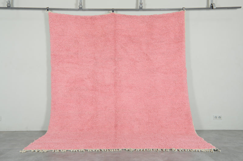 Minimalist pink beni ourain rug - Handwoven Moroccan wool rug - 8.3 ft x 9.9 ft