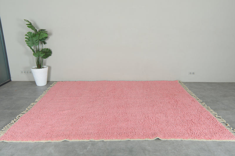 Minimalist pink beni ourain rug - Handwoven Moroccan wool rug - 8.3 ft x 9.9 ft