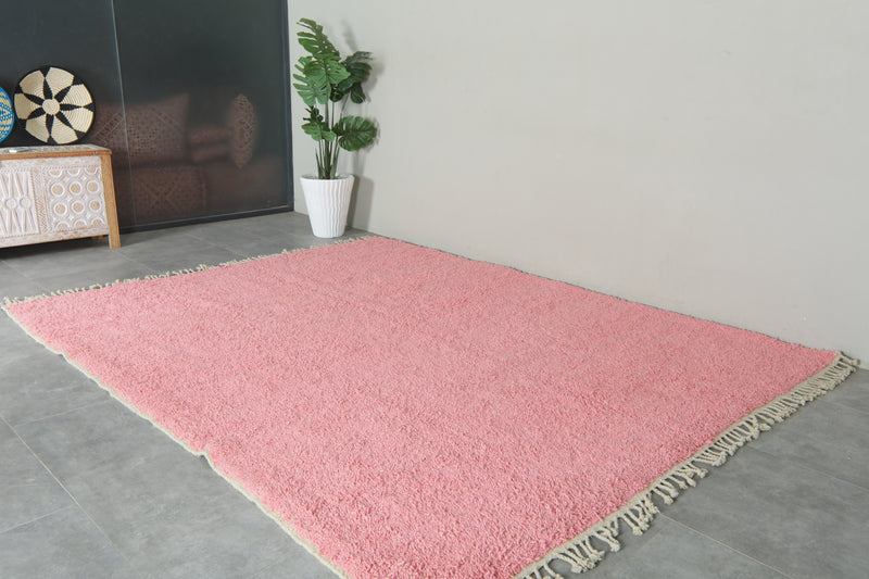 Minimalist pink beni ourain rug - Handwoven Moroccan wool rug - 8.3 ft x 9.9 ft