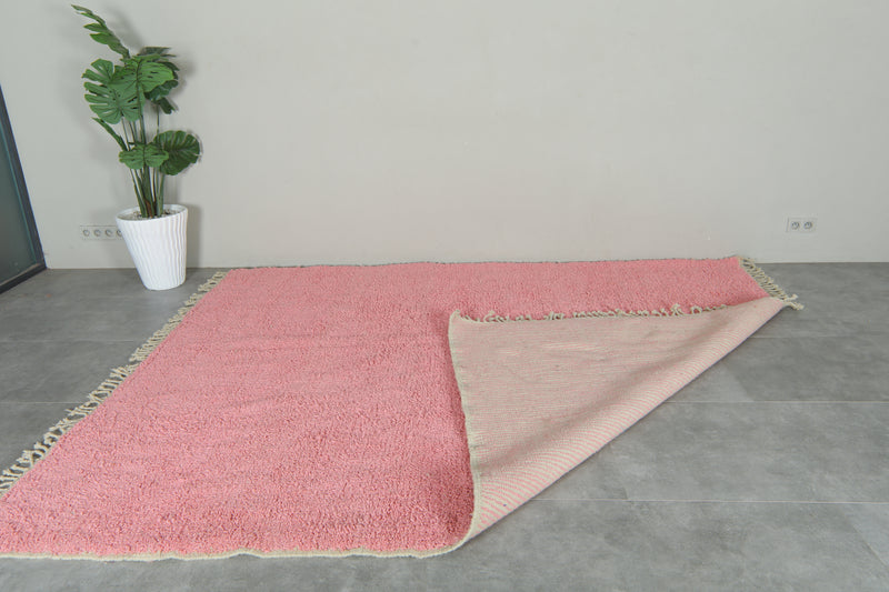 Minimalist pink beni ourain rug - Handwoven Moroccan wool rug - 8.3 ft x 9.9 ft