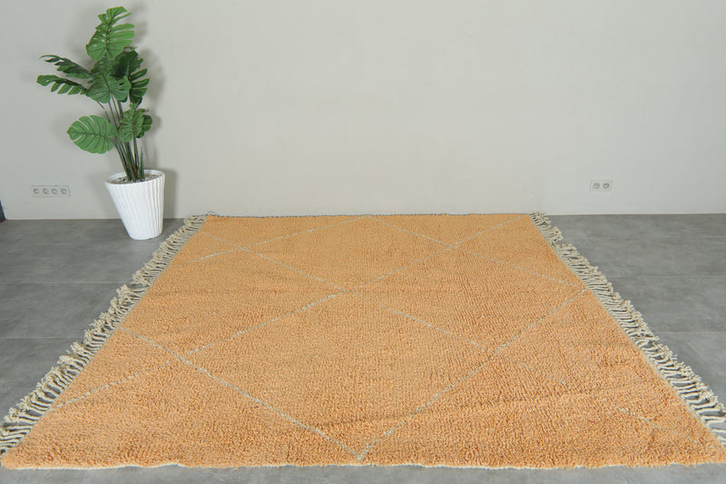 Orange beni ourain rug – Handwoven Moroccan wool rug with diamond pattern - 8.2 ft x 8.3 ft