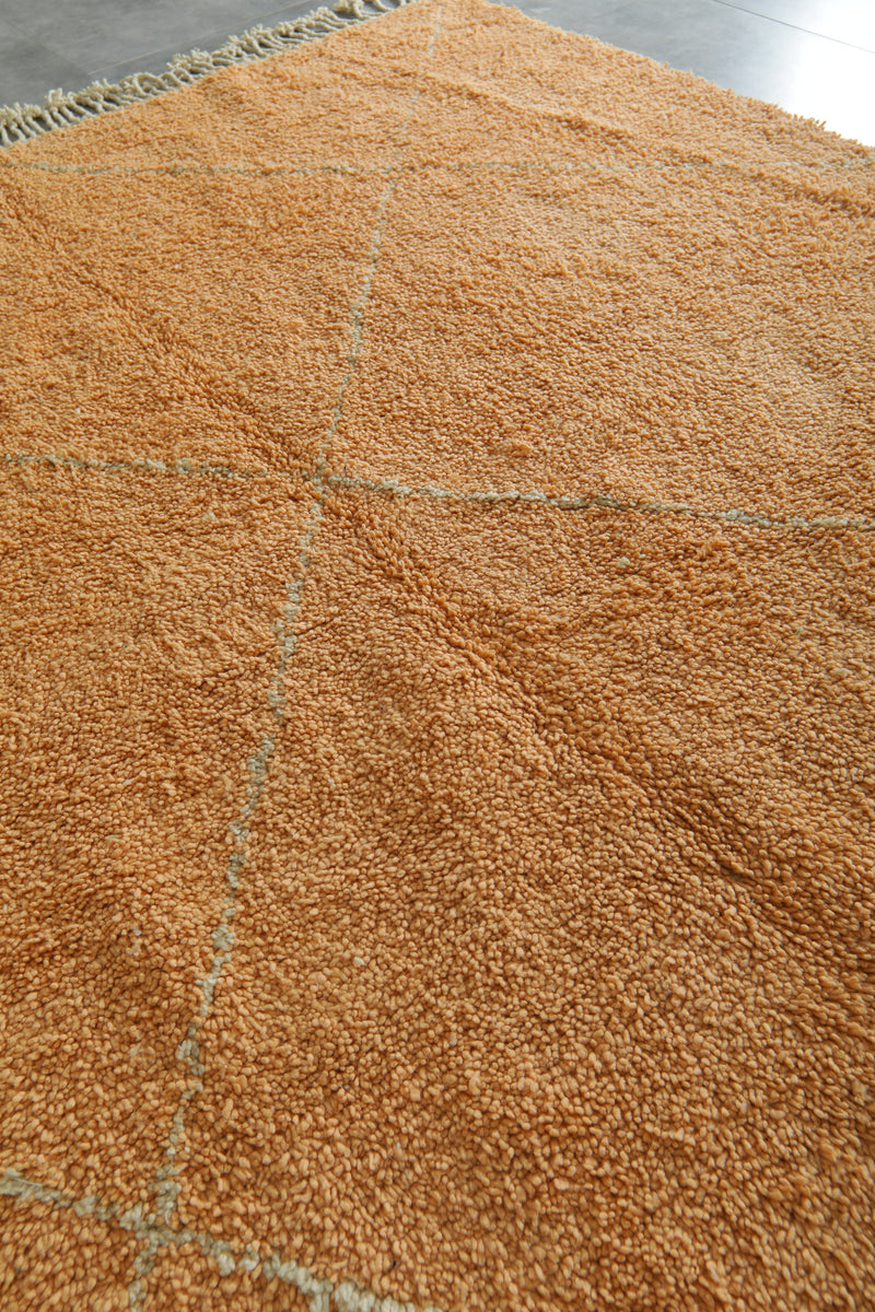 Orange beni ourain rug – Handwoven Moroccan wool rug with diamond pattern - 8.2 ft x 8.3 ft