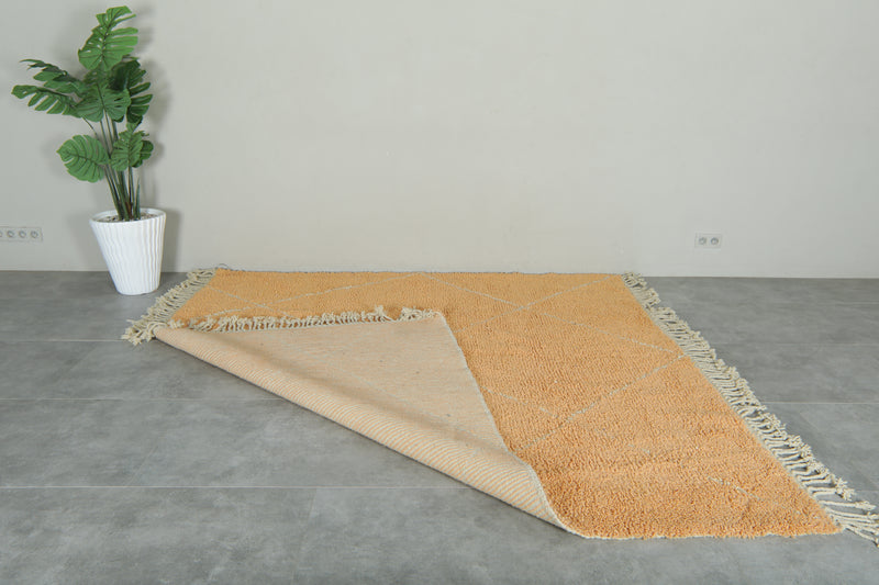 Orange beni ourain rug – Handwoven Moroccan wool rug with diamond pattern - 8.2 ft x 8.3 ft