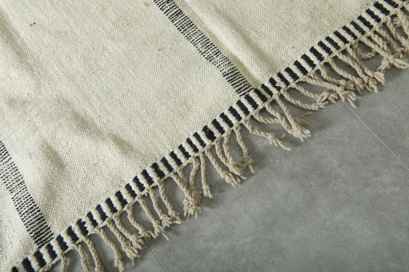 White minimalist Moroccan flatwoven rug - 7.5 ft x 10 ft