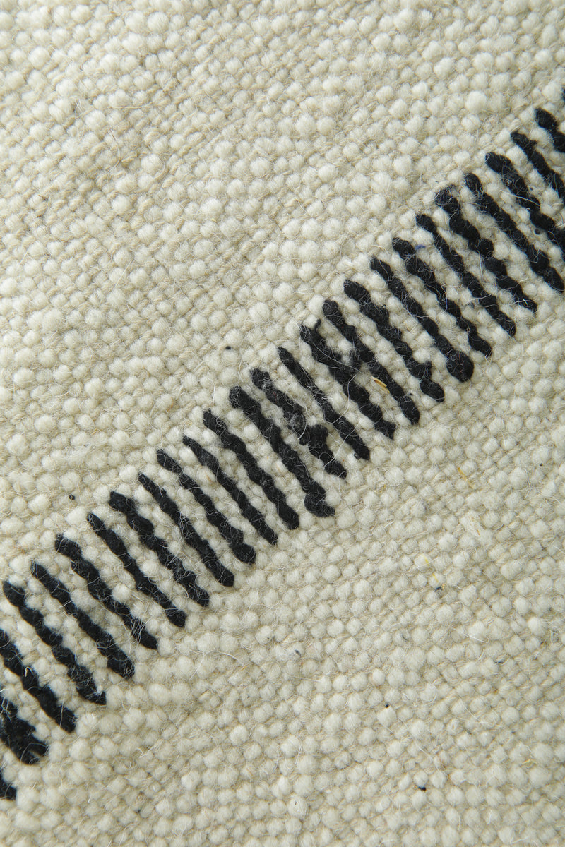 White minimalist Moroccan flatwoven rug - 7.5 ft x 10 ft