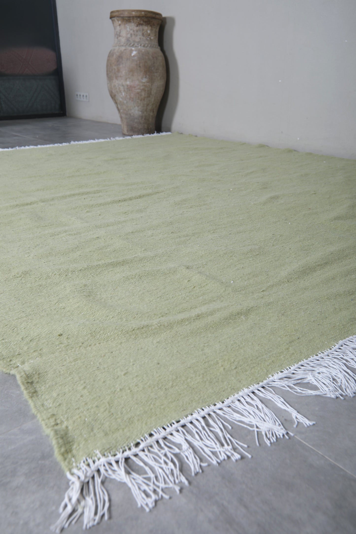 Green Moroccan - Flat woven wool kilim - Berber custom rug