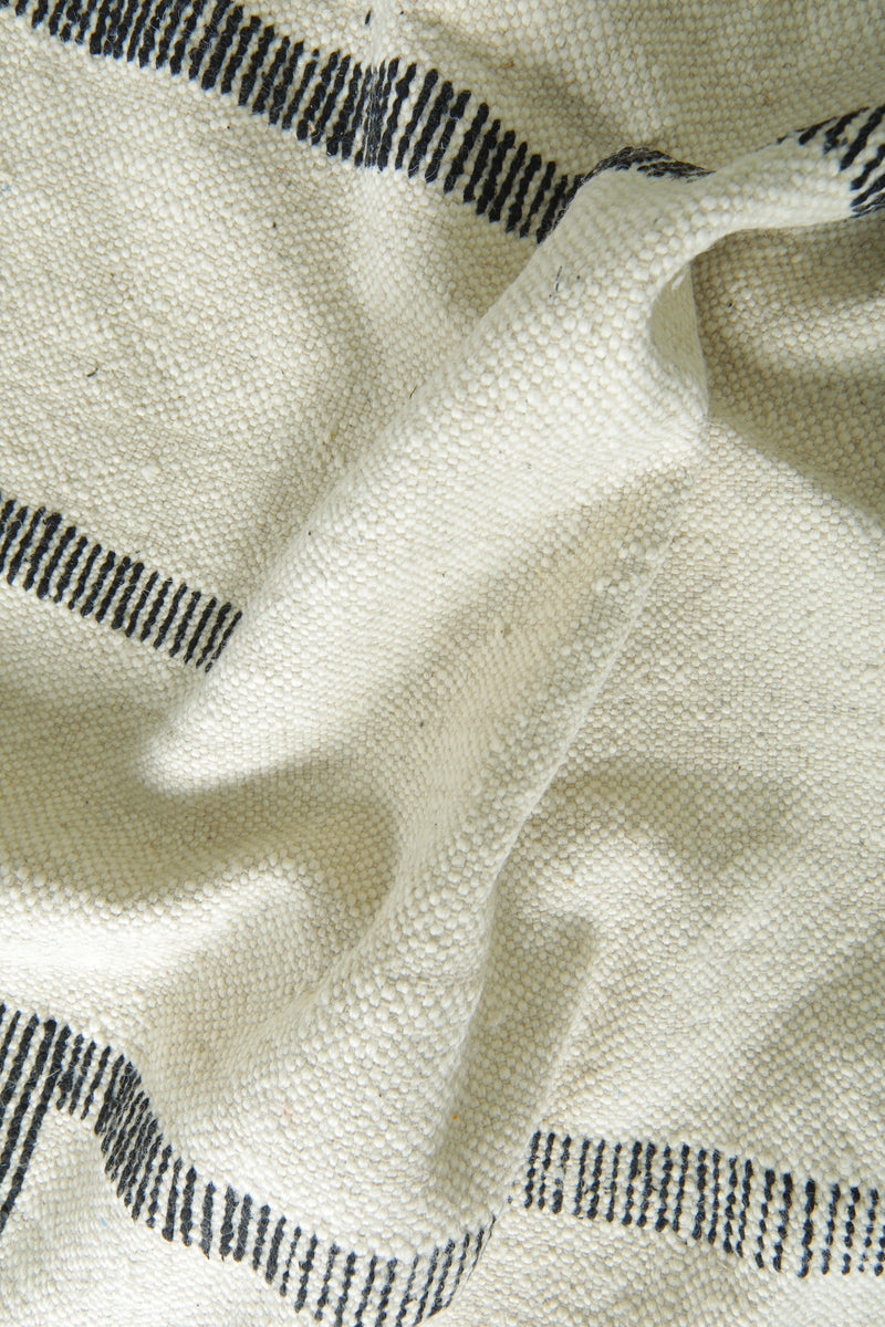 White minimalist Moroccan flatwoven rug - 7.5 ft x 10 ft