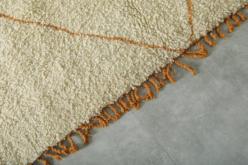 Handmade Moroccan rug - White & orange beni ourain with tassels - 8.1 ft x 8.9 f