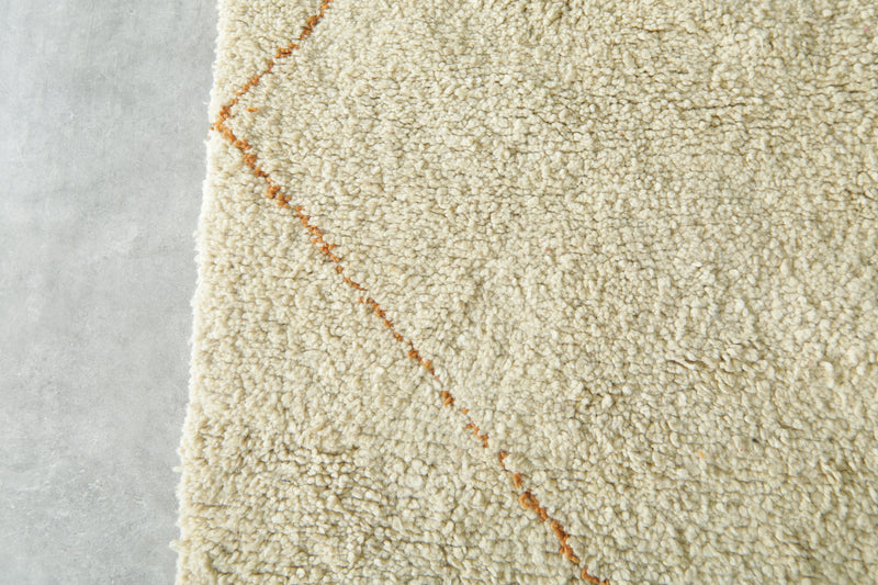 Handmade Moroccan rug - White & orange beni ourain with tassels - 8.1 ft x 8.9 f