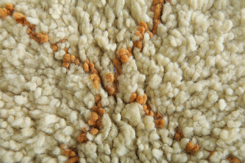 Handmade Moroccan rug - White & orange beni ourain with tassels - 8.1 ft x 8.9 f