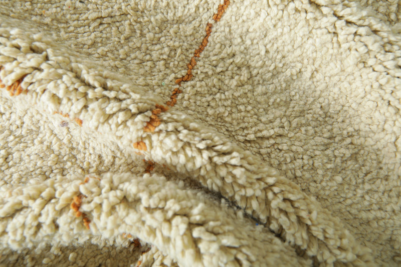 Handmade Moroccan rug - White & orange beni ourain with tassels - 8.1 ft x 8.9 f