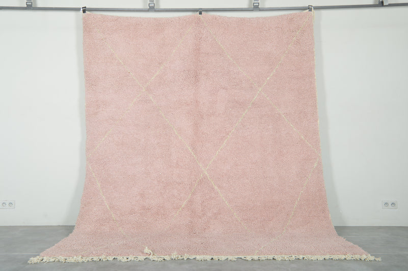 Pink Moroccan beni ourain rug - 8.1 ft x 10.1 ft