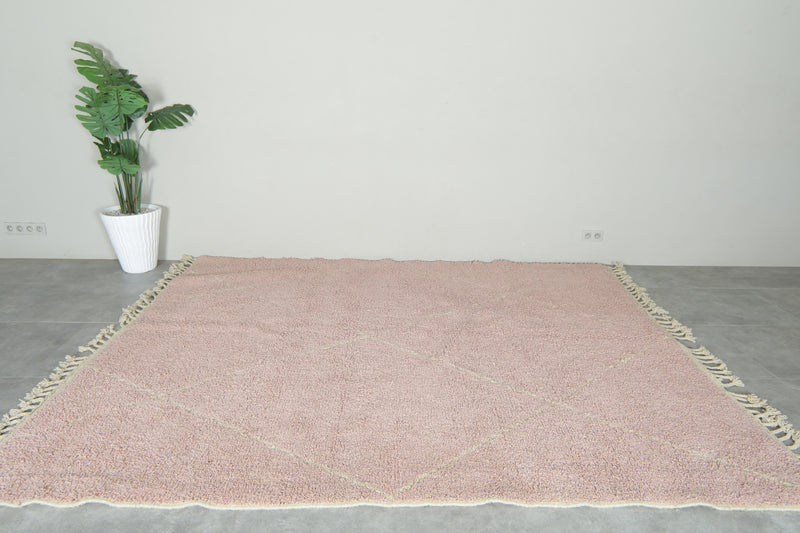 Pink Moroccan beni ourain rug - 8.1 ft x 10.1 ft