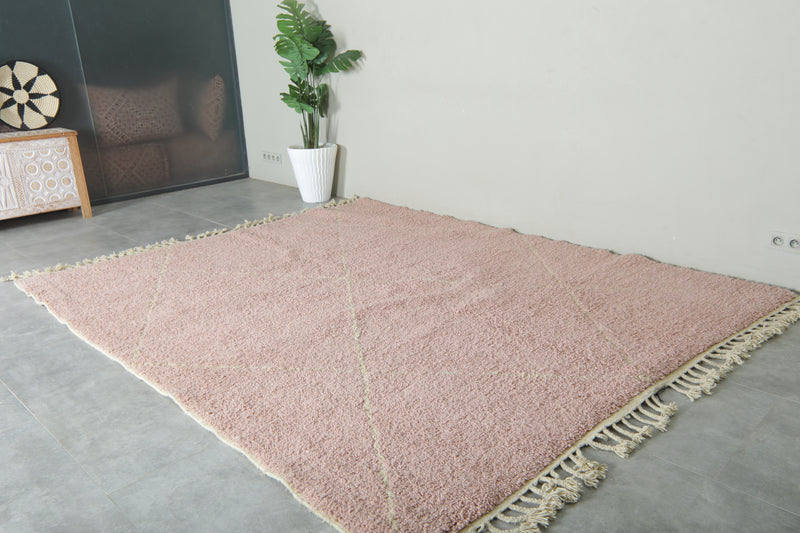 Pink Moroccan beni ourain rug - 8.1 ft x 10.1 ft