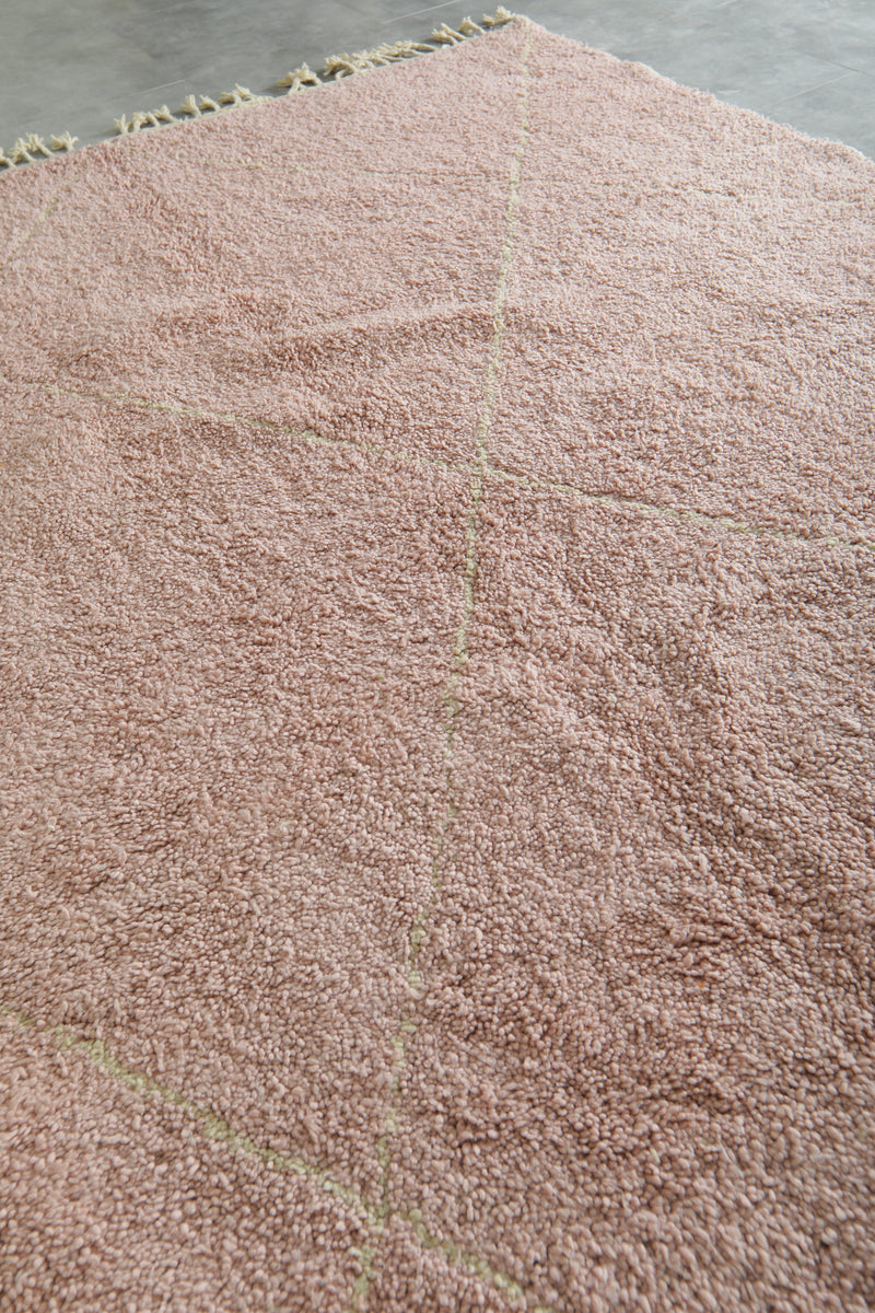 Pink Moroccan beni ourain rug - 8.1 ft x 10.1 ft