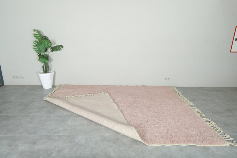 Pink Moroccan beni ourain rug - 8.1 ft x 10.1 ft