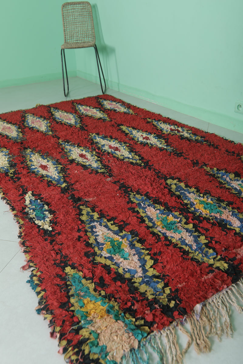 Large Moroccan Rug - 4.4 X 8.5 Feet | Vibrant Tribal Design - Boucherouite Rugs