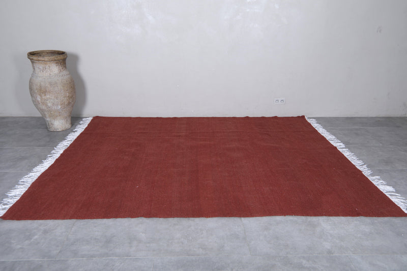 Moroccan Rug - 8 X 9.7 Feet | Terracotta Red