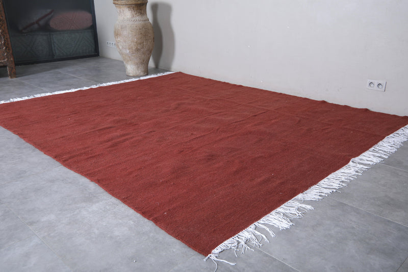 Moroccan Rug - 8 X 9.7 Feet | Terracotta Red