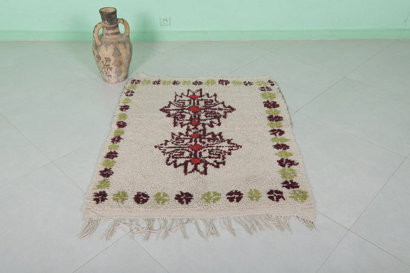 Charming Tribal Berber Rug – 3.2 x 3.9 ft Handwoven Art - Azilal rugs
