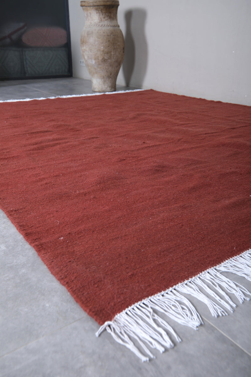 Moroccan Rug - 8 X 9.7 Feet | Terracotta Red