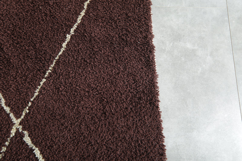 Brown Moroccan beni ourain rug with white diamond pattern - 8 ft x 10.3 ft