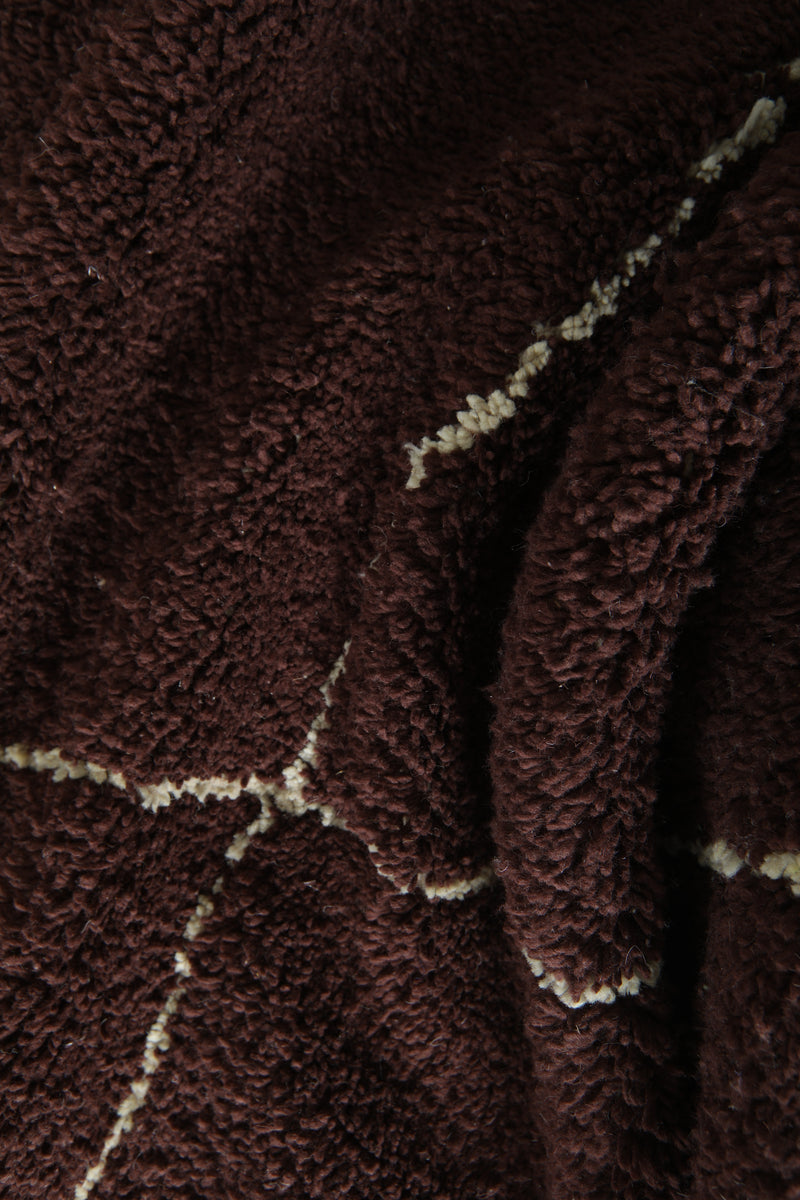 Brown Moroccan beni ourain rug with white diamond pattern - 8 ft x 10.3 ft