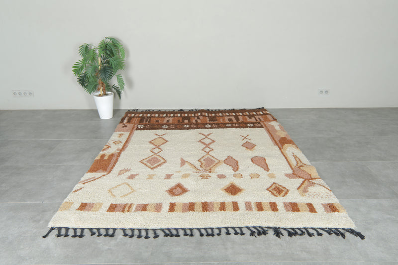 Moroccan azilal rug with geometric design - 6.4 ft x 8.1 ft