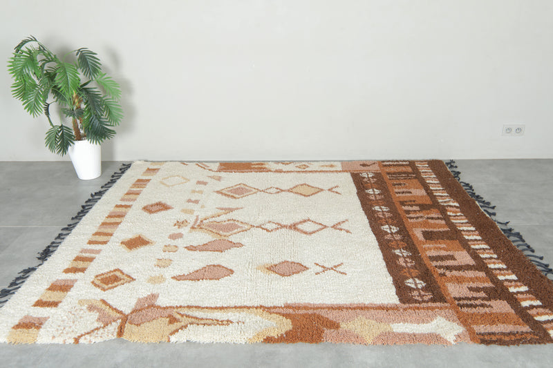 Moroccan azilal rug with geometric design - 6.4 ft x 8.1 ft