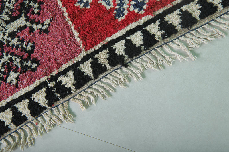 Moroccan Berber Rug - 3.4 x 6.5 ft Handwoven Vibrant Carpet - Boucherouite Rugs