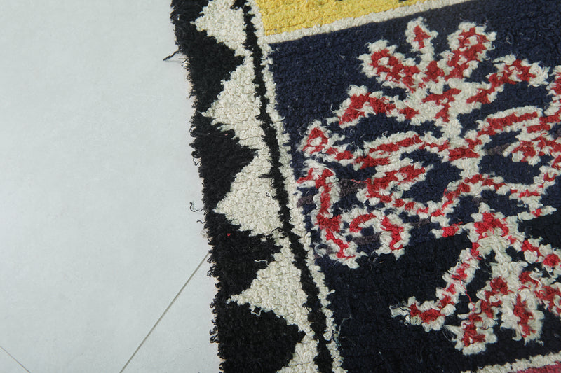 Moroccan Berber Rug - 3.4 x 6.5 ft Handwoven Vibrant Carpet - Boucherouite Rugs