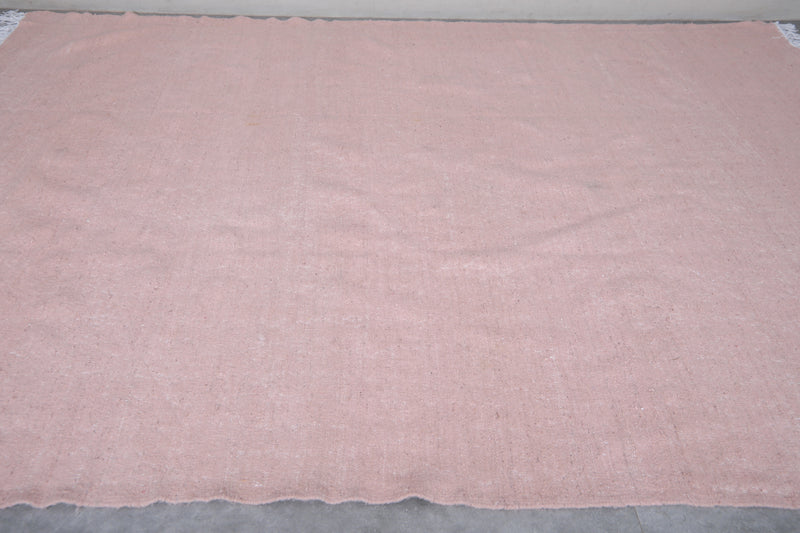 Moroccan Rug - 7.9 X 10.3 Feet | Soft Pink Minimalist Design - Flat woven rugs