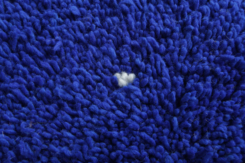 Minimalist blue Moroccan beni ourain rug with white dots -  5.1 ft x 6 ft