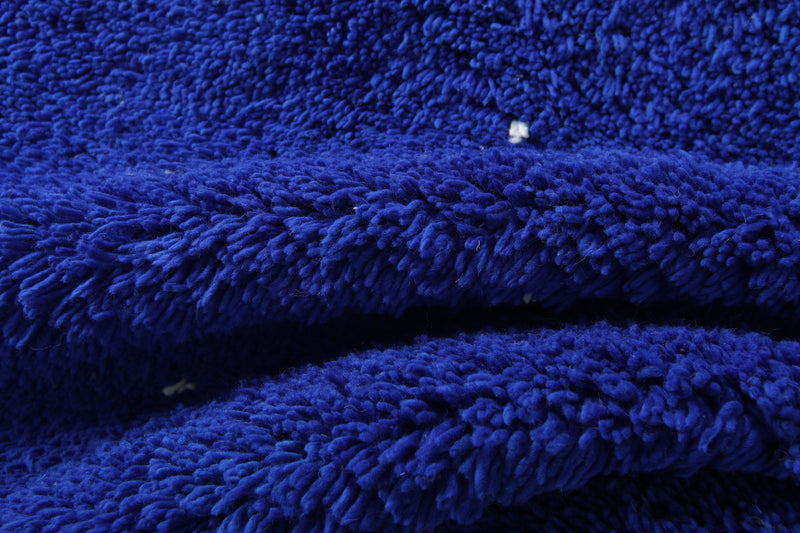 Minimalist blue Moroccan beni ourain rug with white dots -  5.1 ft x 6 ft