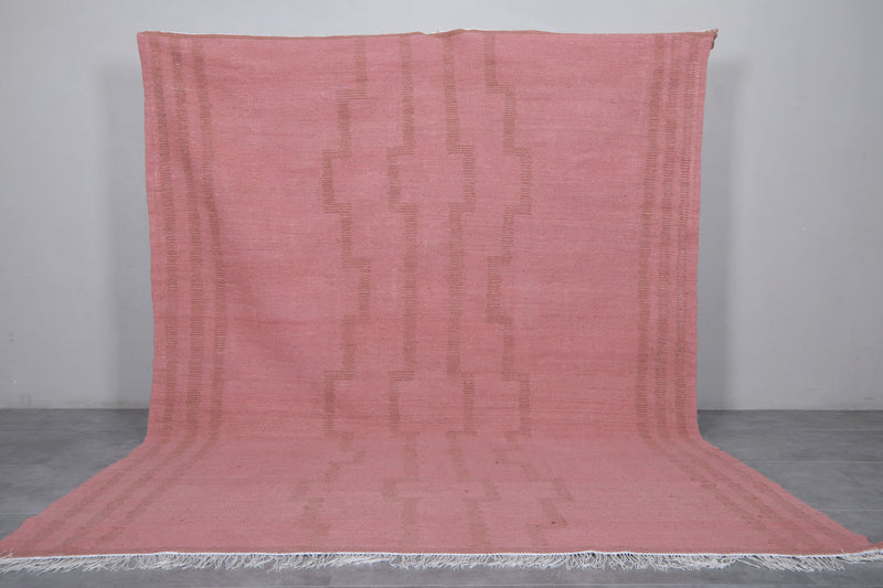 Moroccan Rug - 7.8 X 10.4 Feet | Soft Rose Pink - Flat woven rugs