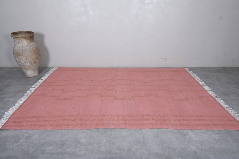Moroccan Rug - 7.8 X 10.4 Feet | Soft Rose Pink - Flat woven rugs