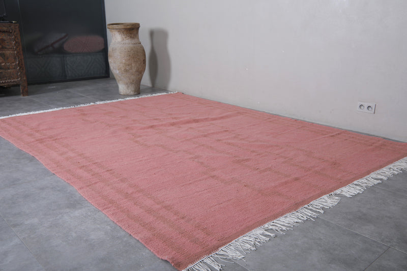 Moroccan Rug - 7.8 X 10.4 Feet | Soft Rose Pink - Flat woven rugs